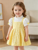 Cross-border best-selling lace bowknot college-style fashionable girls' fake two-piece floral-scented dress with a princess-style dress - Image 3
