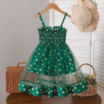 Cross-border Christmas new style children's dress - star strappy dress, festive net fabric puffy dress, baby photo-taking princess dress