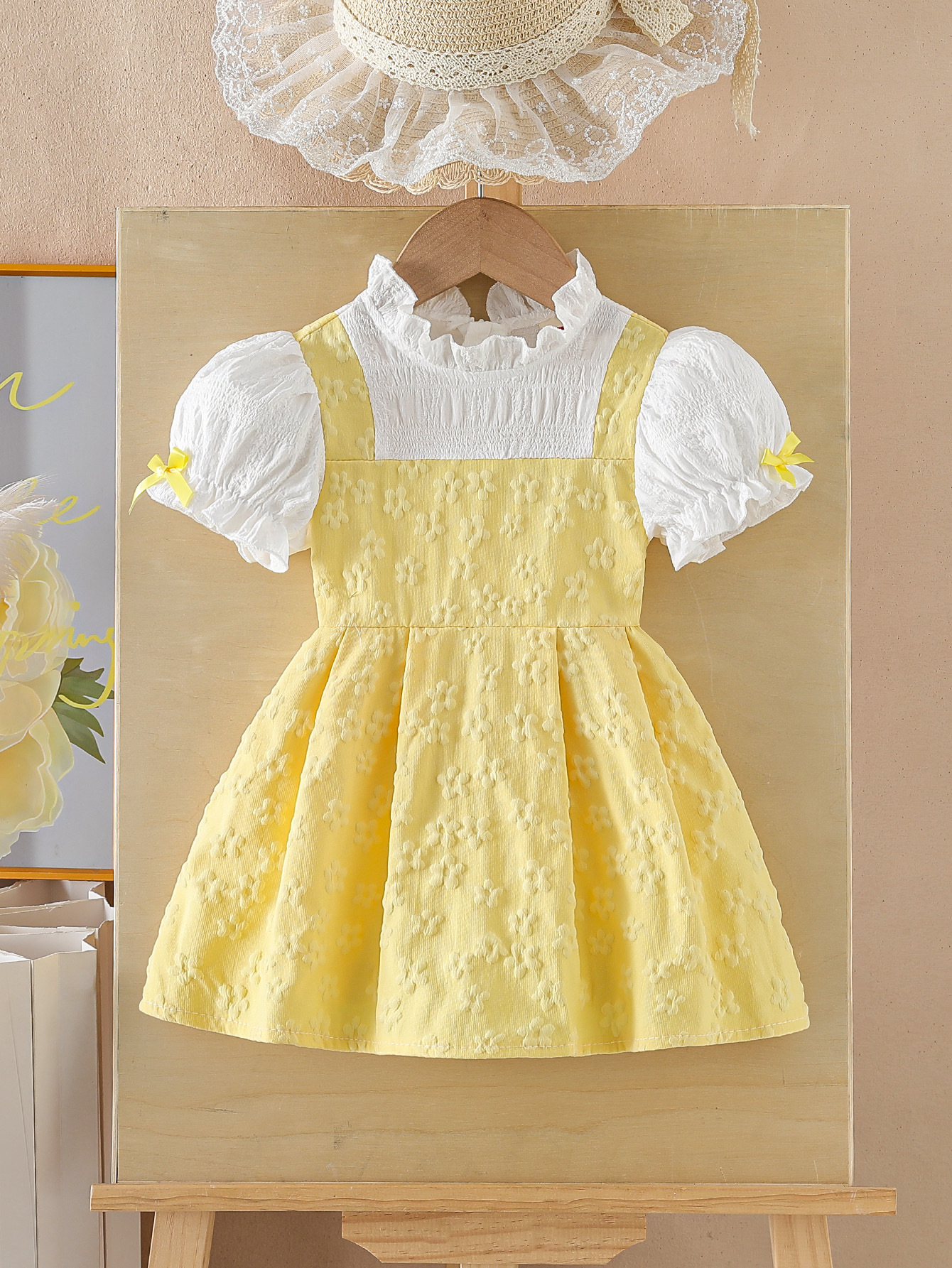 O1CN016FHrTJ1evpFxZYcaD_2360553934-0-cib-1.jpg Cross-border best-selling lace bowknot college-style fashionable girls' fake two-piece floral-scented dress with a princess-style dress - Image 1