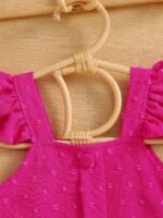 2025 hot-selling girls' set: floral-patterned small flared sleeves textured top with heart embroidery, washed denim skirt - Image 2