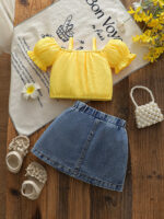 Cross-border exclusive three-piece set including a collared plaid shirt, a camisole vest, and heavy-duty washed denim jeans with fringed edges - Image 2