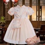 Cross-border traditional Chinese style girls' floral princess dress (with bag)