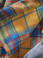 Cross-border exclusive three-piece set including a plaid collared shirt, a camisole vest, and heavy-duty washed denim jeans with fringed edges - Image 3