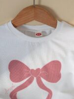 New cross-border girls' round-neck printed knitted top and denim beaded bow tie jeans two-piece set - Image 4