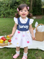 Girls' denim two-piece set, summer internet-famous baby wear, outer wear, versatile casual dress with shoulder straps, sleeveless, small fragrance style - Image 3